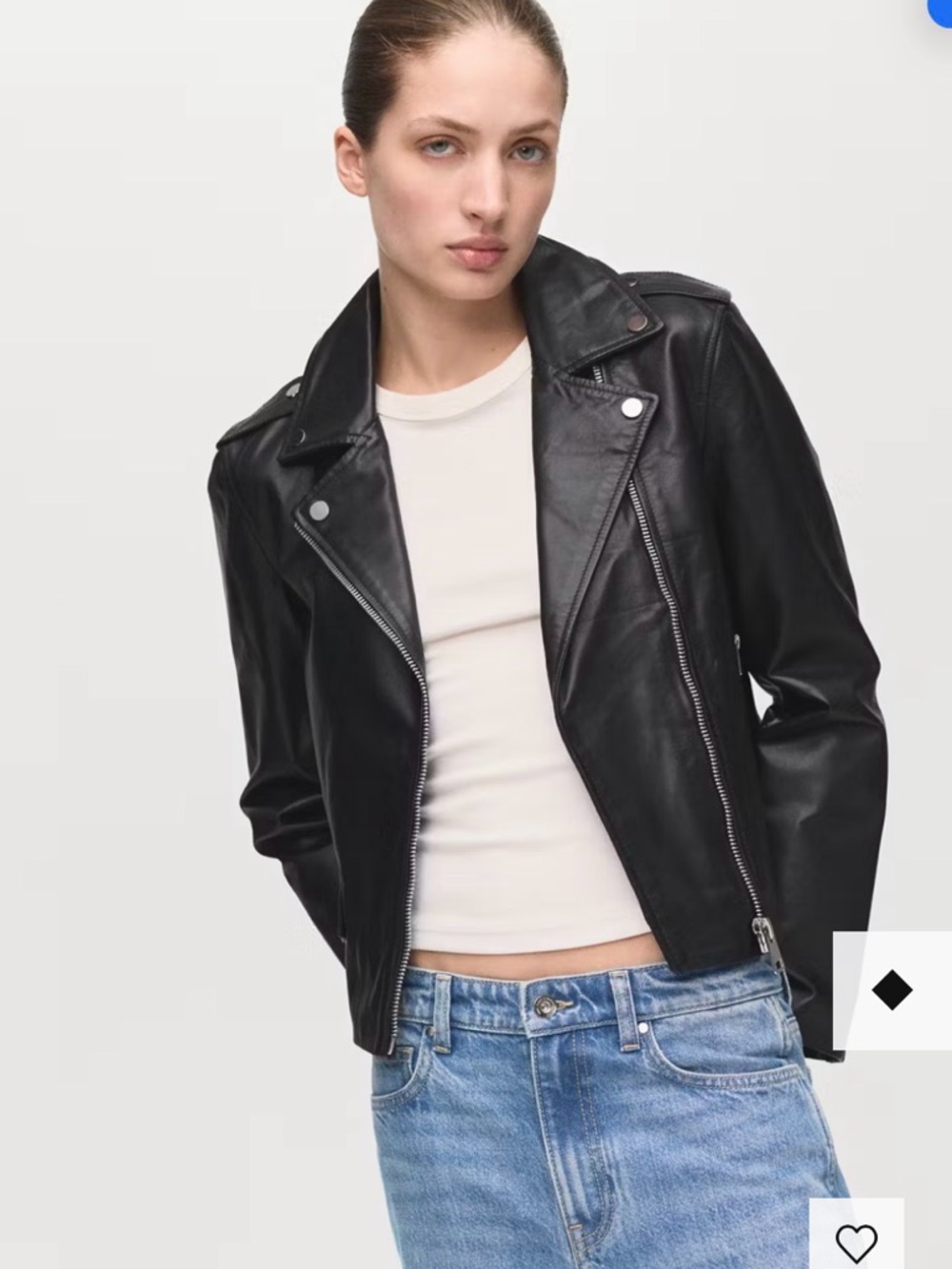 Mango Black Leather Asymmetric Moto Jacket SOLD OUT